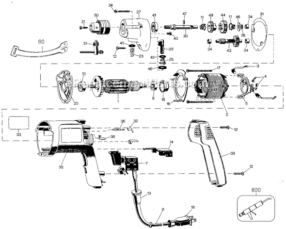 Page A Diagram and Parts List for 1170 Type 101 Black and Decker Electric Drill